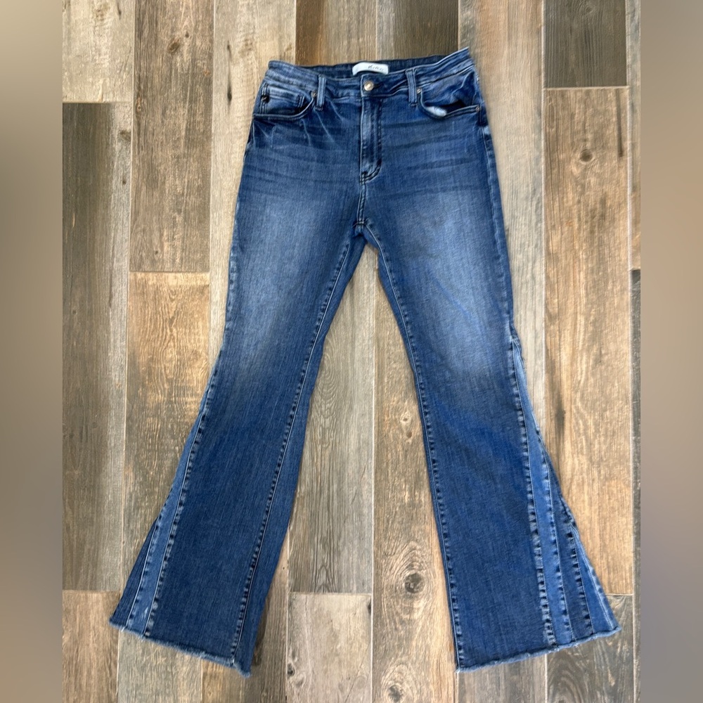 KanCan Treasure High Rise Flare Jeans Medium Wash Striped Size 15/31 - Picture 6 of 13